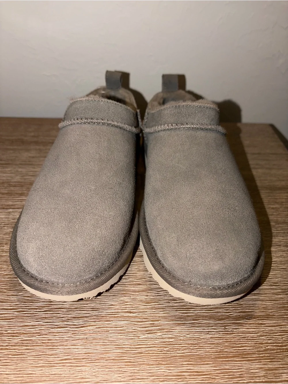 Ugg Kids classic micro Grey Suede Sheepskin Lined Slip-On Slippers shoes mules